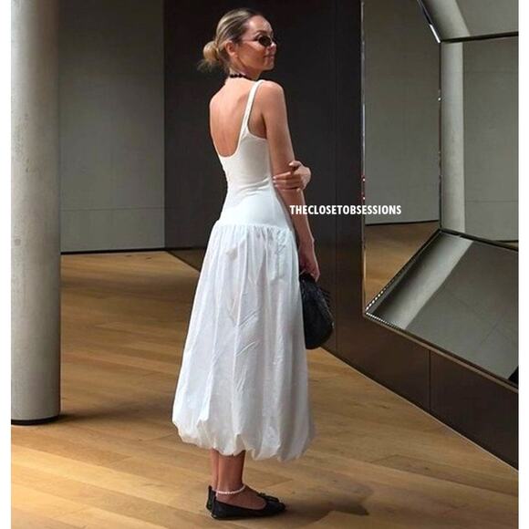 ZARA BLOGGER FAVE!!! Sleeveless Balloon Midi Dress NWT | White Knit M - Picture 11 of 16